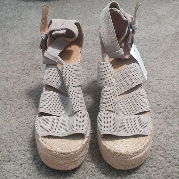 Marc Fisher Mladore Perforated Leather Espadrille Wedge Sandals Size 11 NWT - Picture 2 of 10